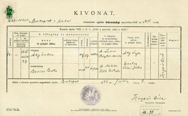 Documents found in the course of family tree research: Portrait of Endre Ady